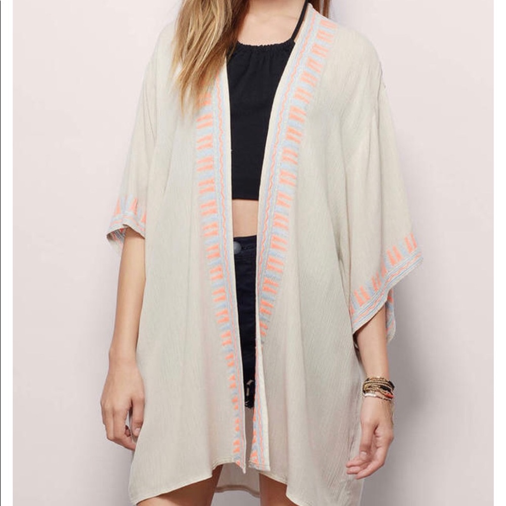 Cream Embroidered Kimono